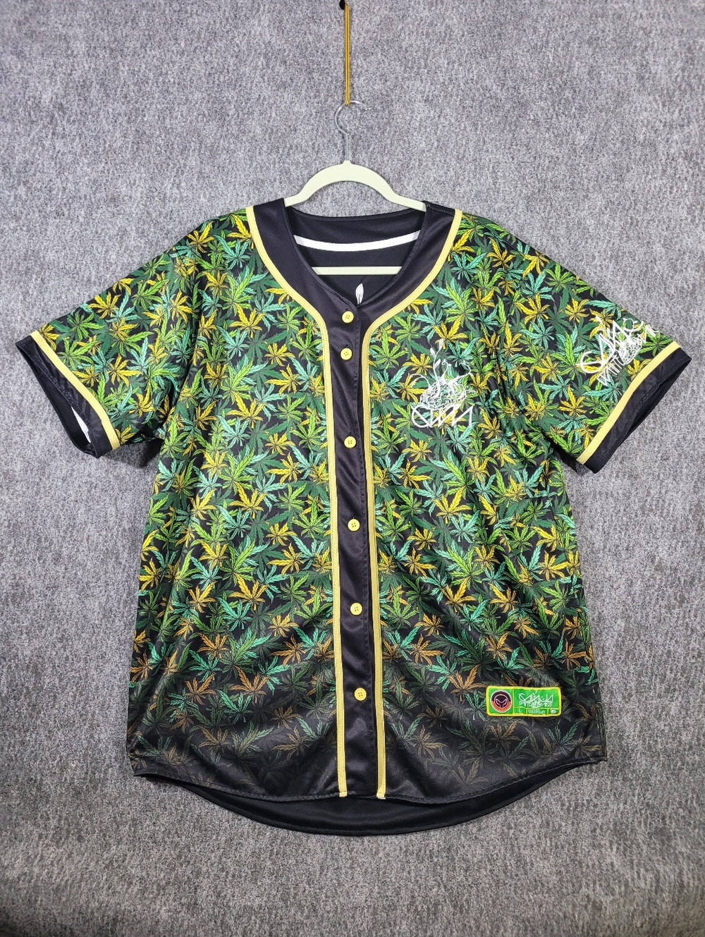 Ganja White Night Reversible Baseball Jersey Large GWN EDM Rave Merch Weed Leaf